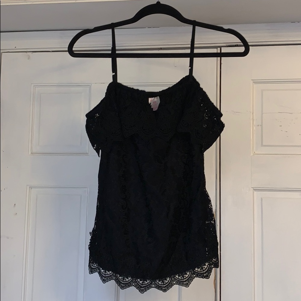 SOLD Black off the shoulder lace top